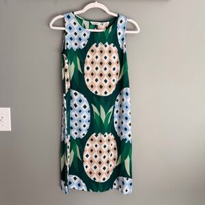 Marimekko "Truba Acapulco" Green Blue Cream Pineapple Sleeveless Shift Dress